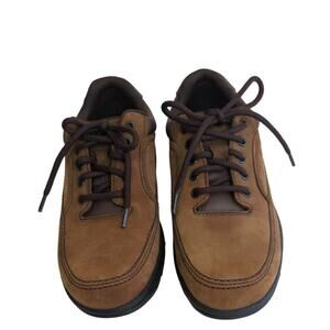 Mens Rockport brown leather loafer comfort work shoe lace up sz 7